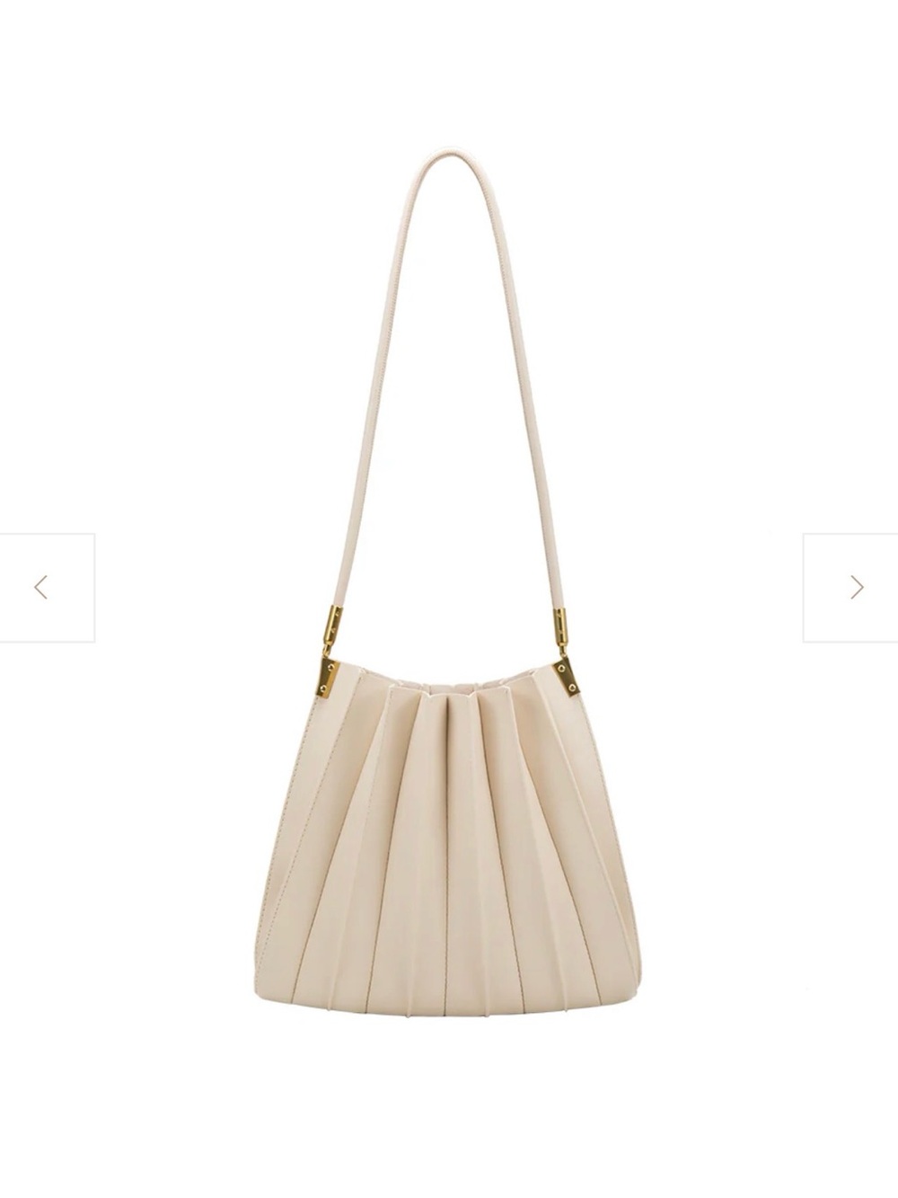 Ivory Pleated Vegan Leather Shoulder Bag